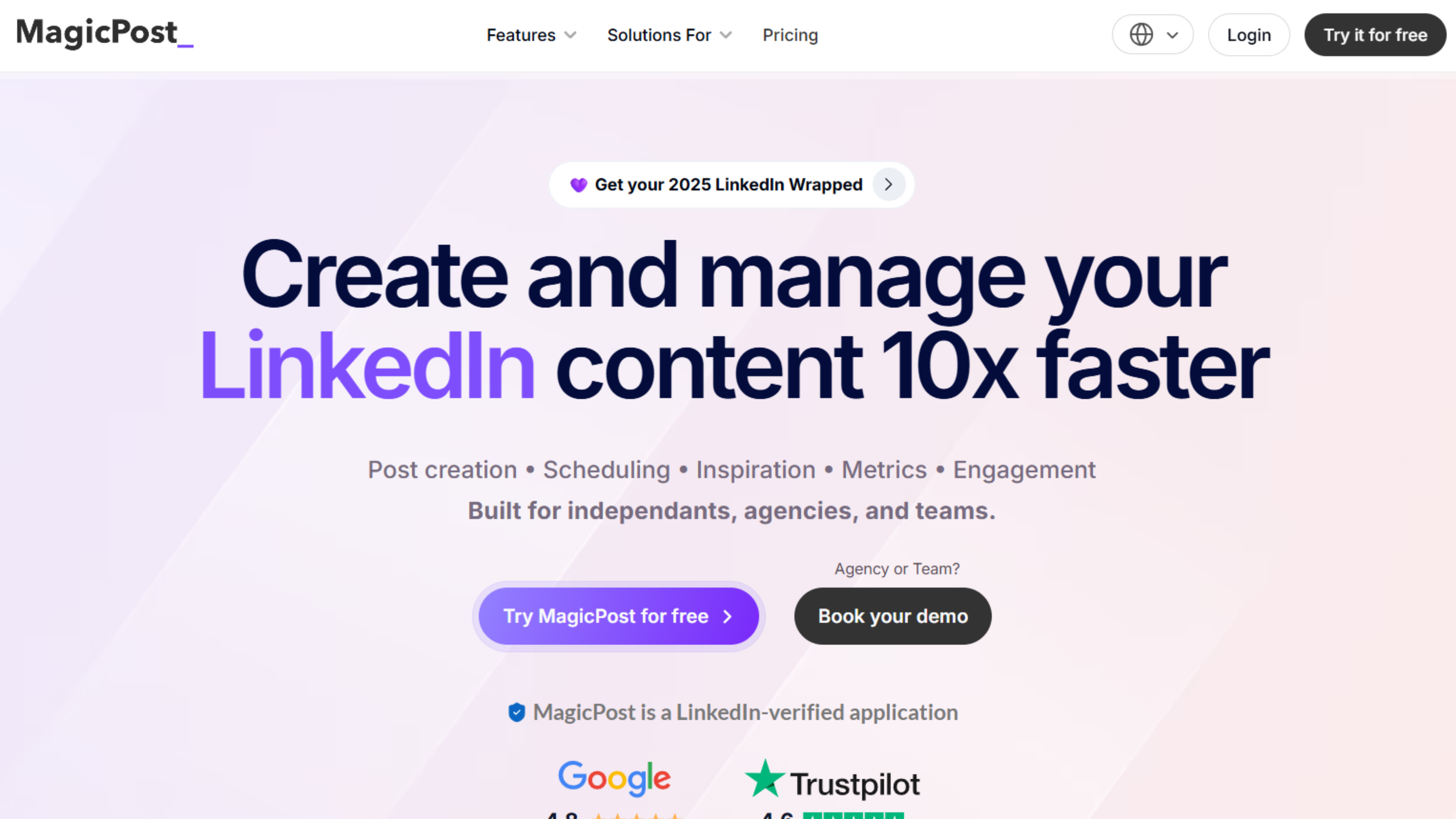 magic post dashboard preview