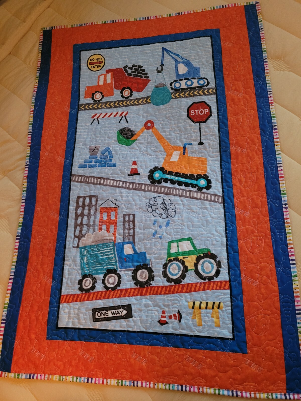 Diggers and Dumpers Roadwork Ahead Quilt